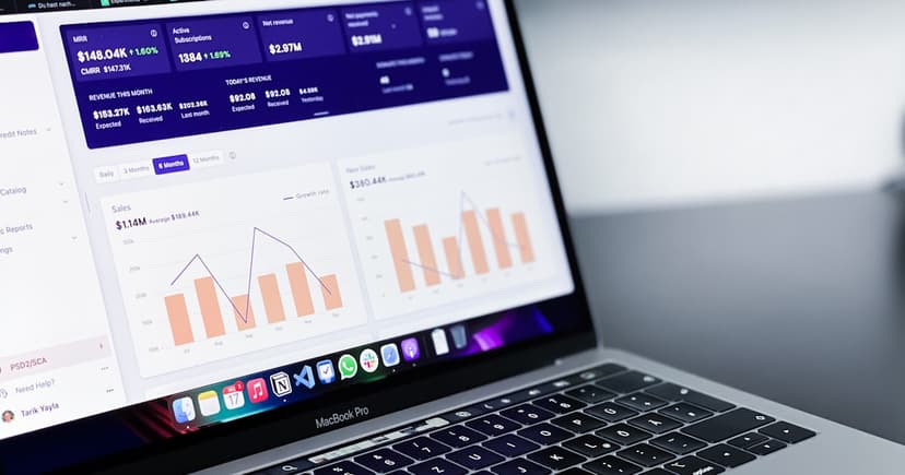 Financial dashboard on laptop for retirement planning analysis