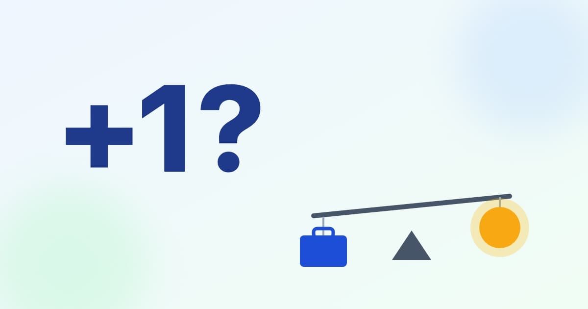 A large plus-one beside a balance scale weighing a calendar against a beach chair