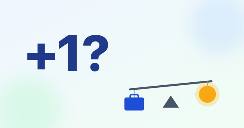 A large plus-one beside a balance scale weighing a calendar against a beach chair